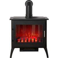 Sureflame Marlow 3-Sided Electric Stove in Black with Angled Stove Pipe