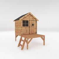 Mercia Snug Playhouse with Tower - Timber - L194 x W155.7 x H197.3 cm - Brown