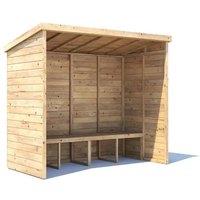 Dunster House Wooden Garden Arbour With Pent Roof, W2.4m x D1.2m / W8' x D4' in Brown