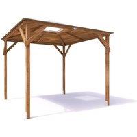 Dunster House Wooden Gazebo Hot Tub Shelter 2.5m x 2.5m with Roof Felt - Erin in Brown