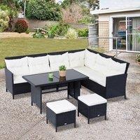 OUTSUNNY 6 Pieces Sofa Set Furniture Rattan Cushion Seat Wicker Black Garden