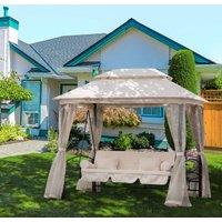 OUTSUNNY 3 Seater Swing Chair Hammock Gazebo Patio Bench Outdoor in Beige