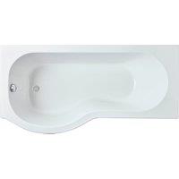 Balterley Modern P Shape Left Hand Shower Bath Tub with Leg Set, 1700mm - White