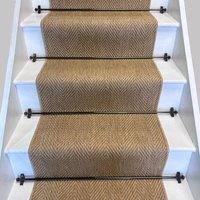 RainbowHome Herringbone New England Beige Stair Runner with Self-Colour Edge | Size: 65 cm x 700 cm