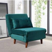 Comfy Living Ltd Plush Velvet Fabric Armchair Sleeper Chair Chaise Pull Out in Green