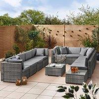 FurnitureboxUK Orlando 10 Seat Modular Outdoor Garden Rattan Sofa in Grey