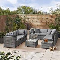 FurnitureboxUK Orlando 8 Seat Modular Outdoor Garden Rattan Sofa in Grey