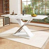 BTM Extendable dining table with cross legs for kitchen & living room in White