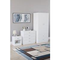 Home Discount Vida Designs Riano 3 Piece Bedroom Set with 4 Drawer Chest & Wardrobe in White