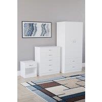 Home Discount Vida Designs Riano 3 Piece Bedroom Set with 5 Drawer Chest & Wardrobe in White