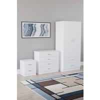 Home Discount Vida Designs Riano 3-Piece Set with 2-Drawer Bedside Chest & Wardrobe in White