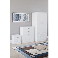 Home Discount Vida Designs Riano 3 Piece Bedroom Set 2 Draw Bedside & 5 Drawer Chest in White