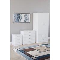 Home Discount Vida Designs Riano 3Pc Bedroom Set - 3 Drawer Bedside & 4 Drawer Chest in White