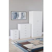 Home Discount Vida Designs Riano 3Pc Bedroom Set - 3 Drawer Bedside & 5 Drawer Chest in White