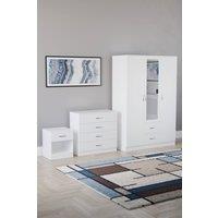 Home Discount Vida Designs 3Pc Bedroom Set 1Bedside, 4 Drawer Chest, Mirror Wardrobe in White