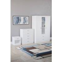 Home Discount Vida Designs 3Pc Bedroom Set 1Bedside, 5 Drawer Chest, Mirror Wardrobe in White