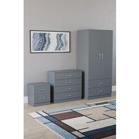 Home Discount Vida Designs Riano 3-Piece Set with 2-Drawer Bedside Chest & Wardrobe in Grey
