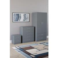 Home Discount Vida Designs Riano 3 Piece Bedroom Set 2 Draw Bedside & 5 Drawer Chest in Grey