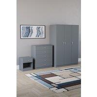 Home Discount Vida Designs Riano 3Pc Bedroom Set - 5 Drawer Chest, 3 Door Wardrobe in Grey