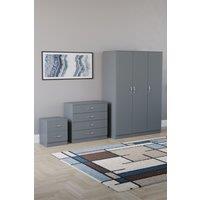 Home Discount Vida Designs Riano 3Pc Bedroom Set - 2 Drawer Bedside, 3 Door Wardrobe in Grey