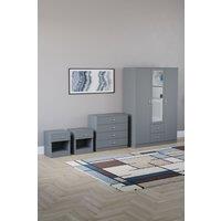 Home Discount Vida Designs 4Pc Bedroom Set 2xBedside, 4Drawer Chest, Mirror Wardrobe in Grey