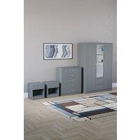 Home Discount Vida Designs 4Pc Bedroom Set 2xBedside, 5Drawer Chest, Mirror Wardrobe in Grey