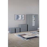 Home Discount Vida Designs 4Pc Bedroom Set 2x2Bedside, 4 Drawer, 3Dr Mirror Wardrobe in Grey