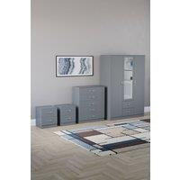 Home Discount Vida Designs 4Pc Bedroom Set 2x2Bedside, 5 Drawer, 3Dr Mirror Wardrobe in Grey