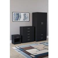 Home Discount Vida Designs Riano 3 Piece Bedroom Set with 5 Drawer Chest & Wardrobe in Black