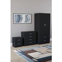 Home Discount Vida Designs Riano 3-Piece Set with 2-Drawer Bedside Chest & Wardrobe in Black