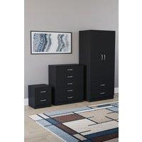 Home Discount Vida Designs Riano 3 Piece Bedroom Set 2 Draw Bedside & 5 Drawer Chest in Black