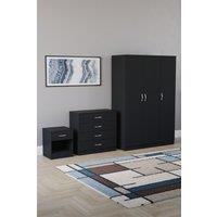 Home Discount Vida Designs Riano 3Pc Bedroom Set - 4 Drawer Chest, 3 Door Wardrobe in Black