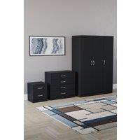 Home Discount Vida Designs Riano 3Pc Bedroom Set - 2 Drawer Bedside, 3 Door Wardrobe in Black