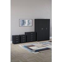 Home Discount Vida Designs 4Pc Bedroom Set 2x3Drawer Bedside, 4Drawer, 3 Dr Wardrobe in Black