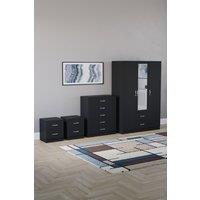 Home Discount Vida Designs 4Pc Bedroom Set 2x2Bedside, 5 Drawer, 3Dr Mirror Wardrobe in Black