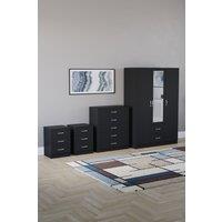 Home Discount Vida Designs 4Pc Bedroom Set 2x3Bedside, 5 Drawer, 3Dr Mirror Wardrobe in Black