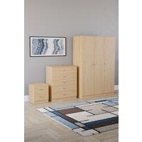 Home Discount Riano 3Pc Bedroom Set - 2 Drawer Bedside, 5 Drawer Chest & Wardrobe in Brown