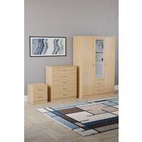 Home Discount Vida Designs 3Pc Bedroom Set 2Bedside, 5 Drawer Chest, Mirror Wardrobe in Brown
