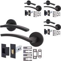 AFIT Black Fire Door Handle Latch Set Matt Black Internal with Latch 4 Pack | Size: 150mm x 150mm