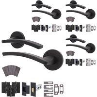 AFIT Black Fire Door Handle Latch Set Matt Black Internal, Latch Hinges4 Pack | Size: 150mm x 150mm