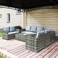 OUTSUNNY 6 PCS Patio Rattan Sofa Set Conversation Furniture Grey