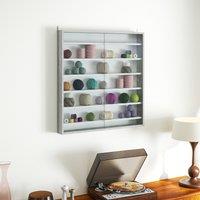 HOMCOM 7-Tier Wall Display Cabinet w/ Shelves Glass Doors in Grey | Size: Large