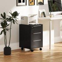 HOMCOM Modern 3-Drawer Locking File Cabinet Mobile Filing Cabinet in Black