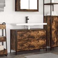 Berkfield Home Bathroom Basin Cabinet with Drawers Smoked Oak 90x34.5x60 cm in Brown