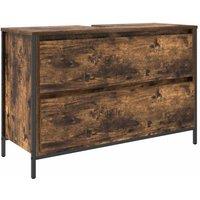 Berkfield Home Bathroom Basin Cabinet with Drawers Smoked Oak 90x34.5x60 cm in Brown