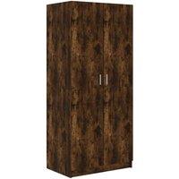 Berkfield Home Wardrobe Smoked Oak 80x50x180 cm Engineered Wood in Brown | Size: 80 x 50 x 180 cm