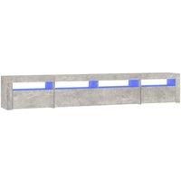 Berkfield Home TV Cabinet with LED Lights Concrete Grey 240x35x40 cm | Size: 240 x 35 x 40 cm