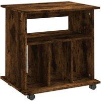 Berkfield Home Rolling Cabinet Smoked Oak 60x45x60 cm Engineered Wood in Brown | Size: 60 x 45 x 60 cm