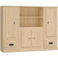 Berkfield Home Highboards 3 pcs Sonoma Oak Engineered Wood in Light Tan