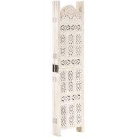 Berkfield Home Hand carved 5-Panel Room Divider White 200x165 cm Solid Mango Wood